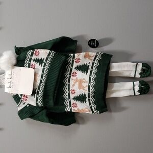 Nicole Miller NWT 3-piece Set, Sweater Dress, Tights and Hat, 0-3 months